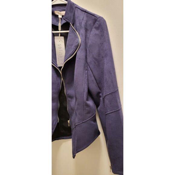 Solitaire Jacket Womens Medium Navy Blue Faux Suede Full Zip NEW with Tags! - Picture 4 of 8